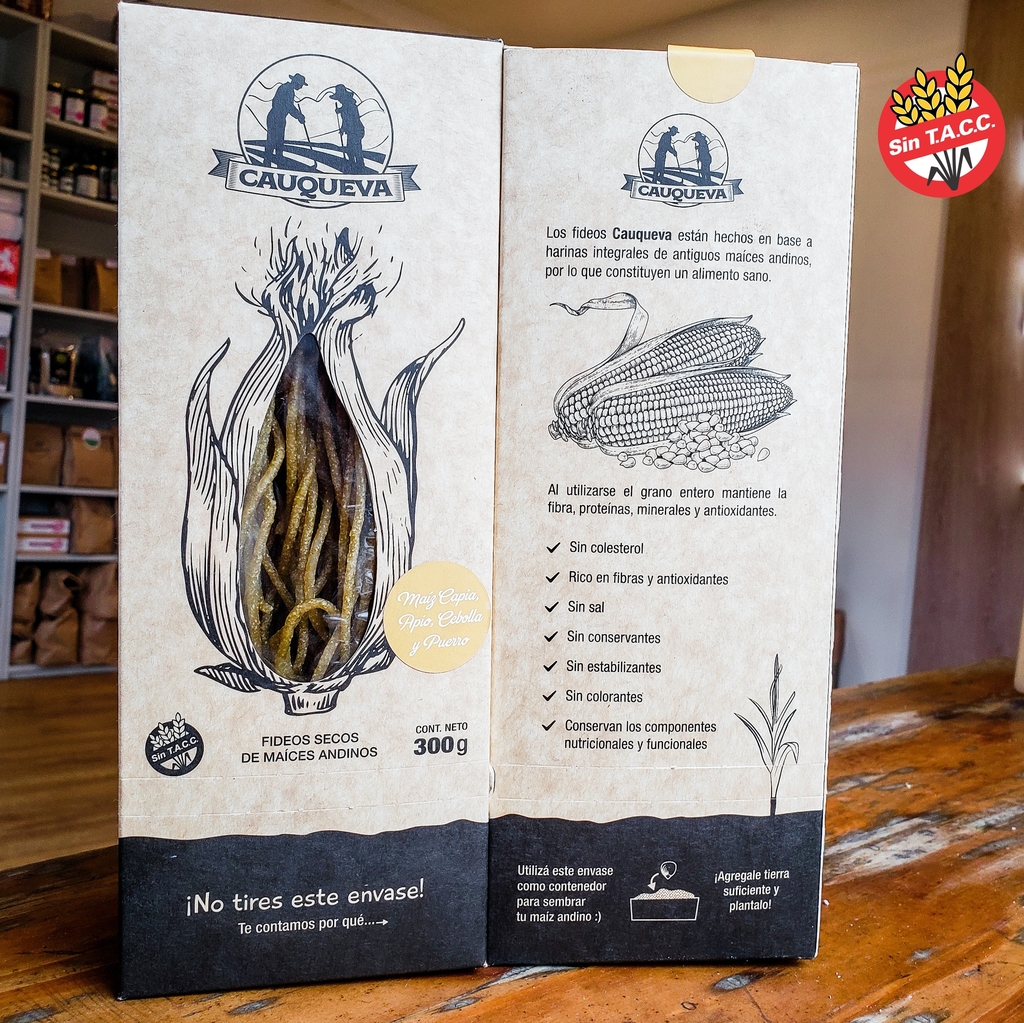 Fideos Secos de Maices Andinos 330gr Cauqueva