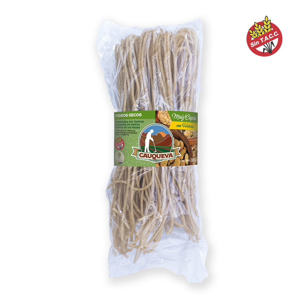 Fideos de maíz capia con habas x 300 g. Cauqueva