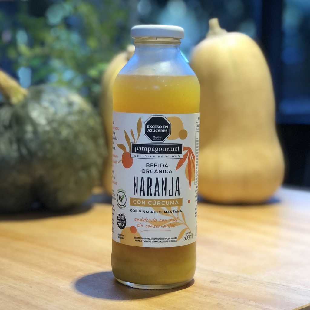 Bebida orgánica Naranja con cúrcuma 500ml - PAMPA GOURMET