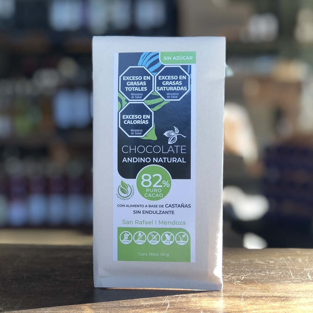 Chocolate 82% Sin Azúcar 50g. - Andino Natural