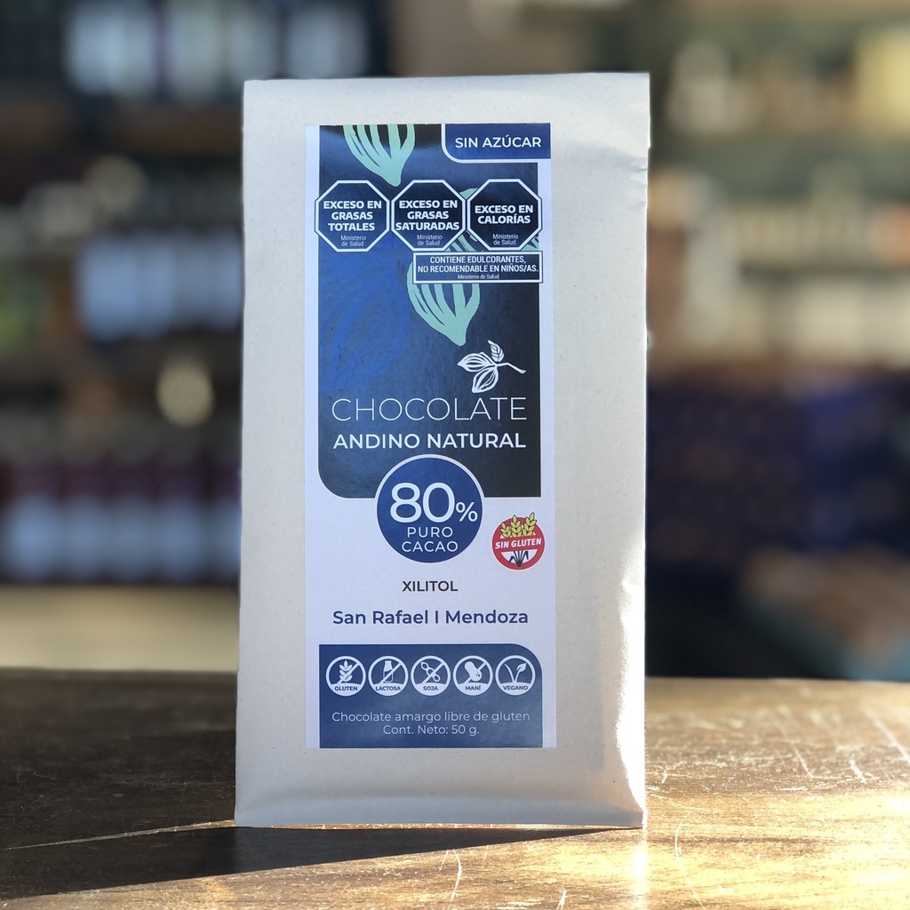 Chocolate 80% con Xilitol 50g. - Andino Natural